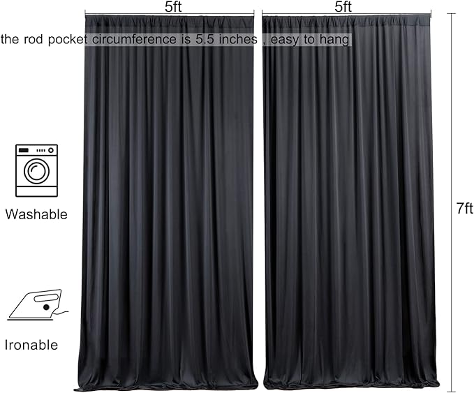 Black Wrinkle Free Black Backdrop Curtains - Image 6
