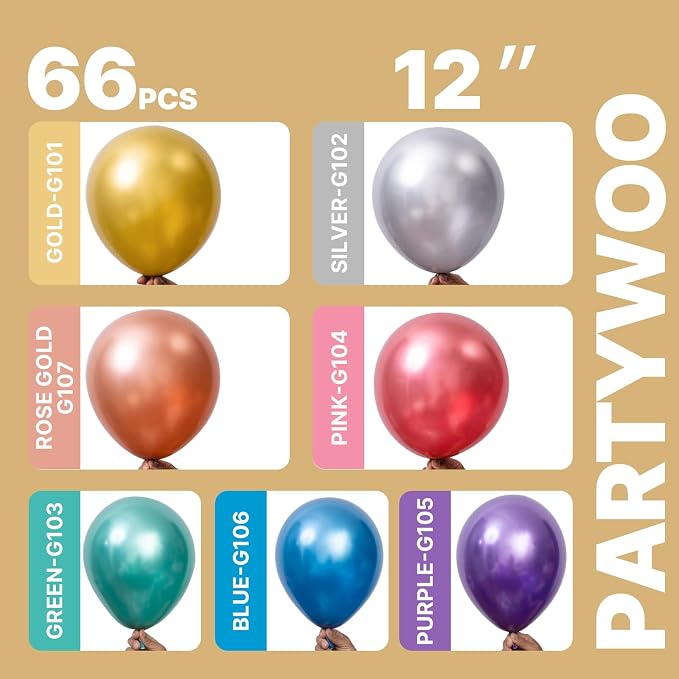 PartyWoo Multicolor Balloons 66pcs Pack Blue and Silver Balloons | Assorted - Image 2