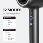 Hair Dryer, Wavytalk Turblow Pro Fast Drying Blow Dryer, High Speed Hair Dryer for Women with 110,000 RPM, Pro Negative Ions for Reduces Damage, Frizz Smoothing, 3 Speeds &3 Temps, One Cool Shot, Grey