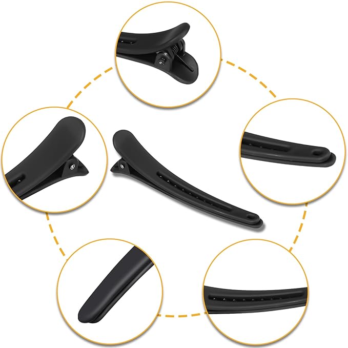 Geosar 24 Pcs Hair Sectioning Clips, Duck Billed Accessories for Styling, Plastic Hair Clips with Container, 2.95 Inch, Colorful, for Women(Black)