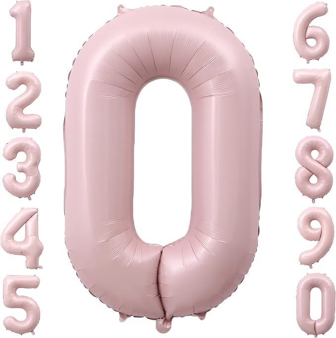 40 Inch Light Pink Number 0 Balloon by TNCDJKPA