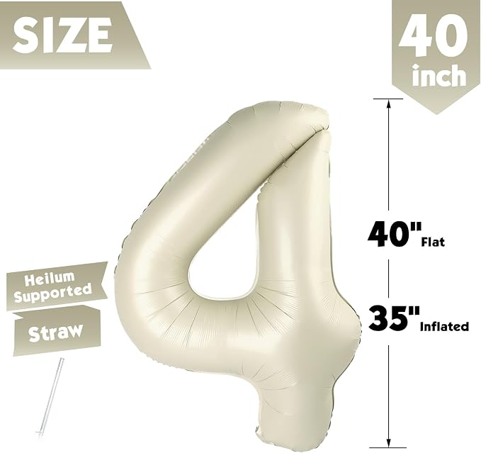 40 Inch Cream Number 4 Balloon Birthday Party Decorations - Image 5