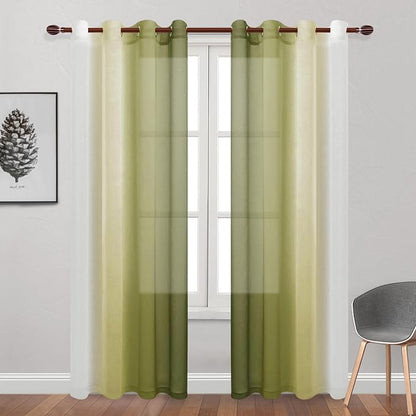 DWCN Faux Linen Ombre Sheer Curtains - Image 2