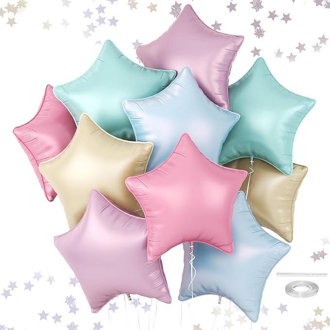 Pastel Star Balloons, 18 Inches Colorful Star Foil Balloon by FEYG