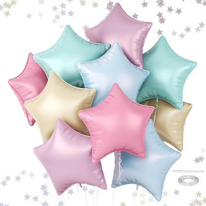 Pastel Star Balloons, 18 Inches Colorful Star Foil Balloon by FEYG