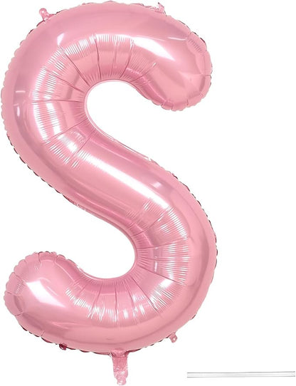 Pink Letter Balloon S, 40 Inch Big Pastel Pink Foil Helium Alphabet S Letter by KYGNE