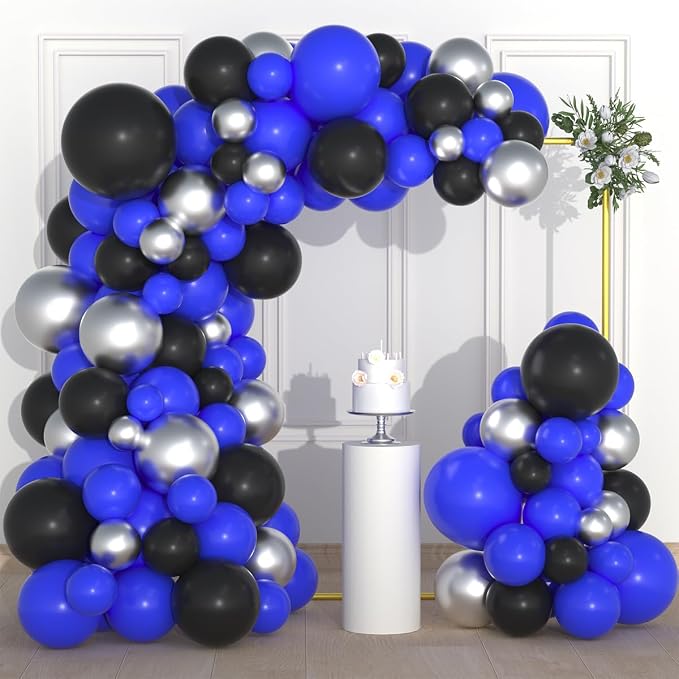 Royal Blue Black Balloon Garland Kit by PASOCON