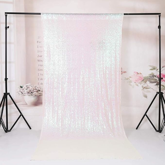 Eternal Beauty White Iridescent 3mm Sequin Backdrop 6x6 Ft - Image 4