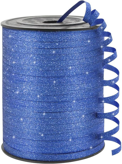 Blue Glitter Curling Ribbon, 1/5" Wide x 500 Yards Christmas Curling Ribbons by KMERLIFE