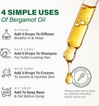 KUKKA Bergamot Essential Oils - 4 Fl Oz - for Hair, Skin, Diffuser, Aromatherapy & DIY Soap Making Scent