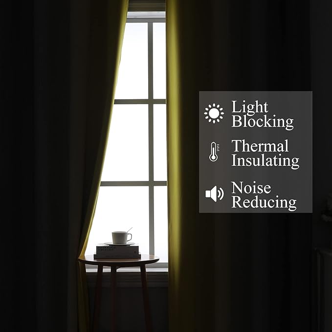 Ombre Grey and Yellow Blackout Curtains 72 Inch Length 2 Panels, Full Light - Image 3