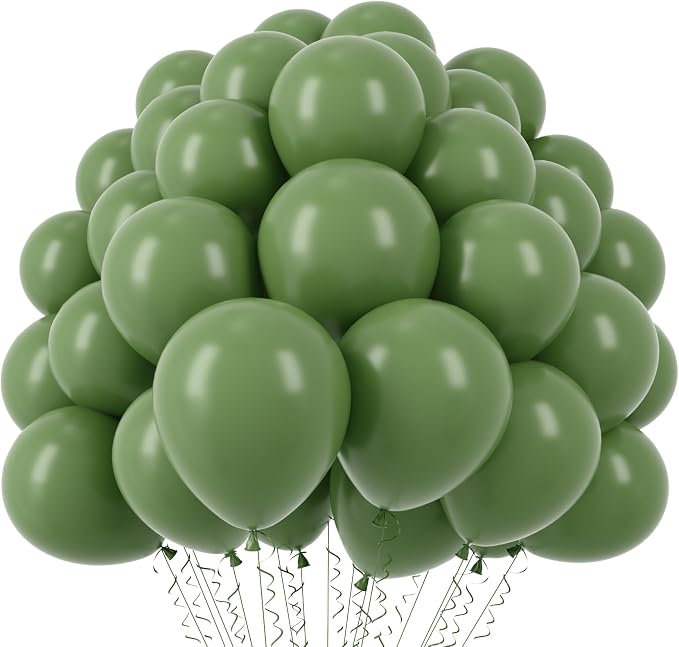 Voircoloria 110pcs Sage Green Olive Green Latex Party Balloons, 12inch | by Voircoloria