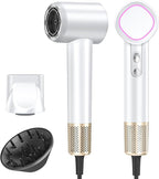 Hair Dryer, 160000 RPM High-Speed Brushless Motor with 500 Million Negative Ions, Professional Ionic Blow Dryer with Magnetic Diffuser & Nozzle,Lightweight for Home Travel Salon(White)