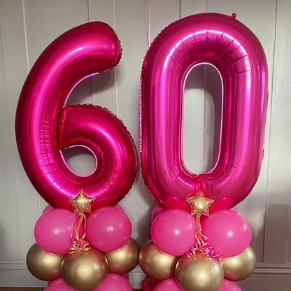 Hot Pink 60 Balloon Numbers, 40 Inch 60th Birthday Balloon Foil Mylar Number 60 - Image 3