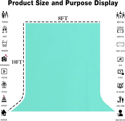 Turquoise Photography Backdrop for Photoshoot, Fabric 8x10ft | Polyester Studio - Image 3
