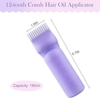 Cosywell Root Comb Applicator Bottle 6 Ounce Hair Dye Applicator Brush 3 Pack for Hair Root Comb Color with Graduated Scale(Pink White Purple)