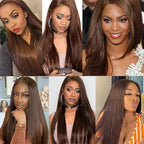28 30 32 Inch Dark Brown Bundles Human Hair Color 4 Straight Bundle Niegmeag Virgin Remy Hair Extensions Double Weft Brown Bundles Hair Weave
