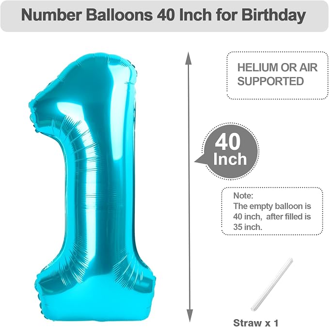Balloon 0 Number 40 Inch Light Blue - Image 5