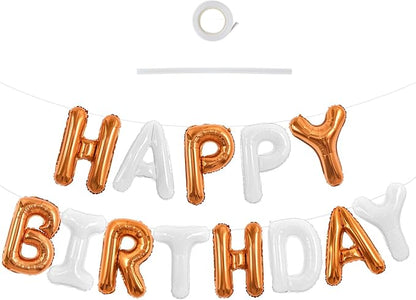 TONIFUL 16 Inch Orange White Happy Birthday Balloons Banner Decorations | by TONIFUL