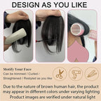 ORIGEN Clip in Bangs Real Human Hair Clip on Wispy Bangs Fringe with Temples Hairpieces Fake Front Bangs Extensions for Women Light Brown Color
