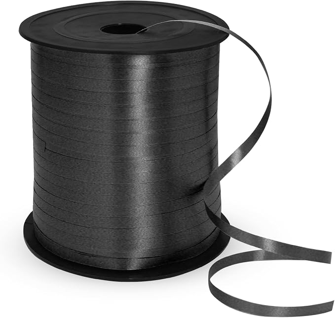Luomorgo Black Curling Ribbon, 500 Yards/1 Roll Balloon Ribbon | Plastic Thin - Image 6