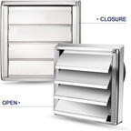 Funmit 6'' Metal Dryer Vent Cover, 7"x7" Outside Dimensions with Metal Mesh Screen, Outdoor Stainless Steel Louvered Vent Cover Includes 4 Screw for Easy Installation