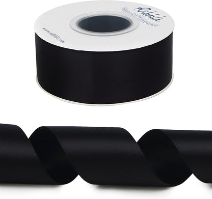Ribbli Black Double Faced Satin Ribbon, 1-1/2” x Continuous 25 Yards, Use - Image 2