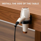 Dryer Holder Wall Mounted, Adhesive Stainless Steel Blow Dryer Stand Hair Tool Hairdryer Storage Organizer Hanger for Bathroom Cabinet Door Barber Shop (Black)