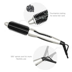 MIRACOMB Hair Curler Straightening Brush - Ceramic Tourmaline Flat Curling Iron - Cool Touch Round Brush PRO Multi Styler with 5 Heat Adjustments, 1 Inch Barrel, White (Enhanced)