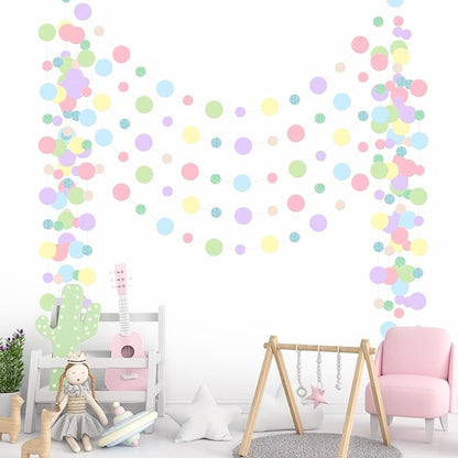 Outus 5 Pieces Colorful Circle Garland Banner Hanging Paper Dot Decorations by Outus