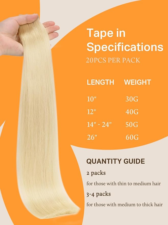 DOORES Tape in Hair Extensions Human Hair, Bleach Blonde 12 Inch 40g 20pcs, Hair Extensions Tape in Real Human Hair Straight Natural Remy Hair Skin Weft