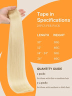 DOORES Tape in Hair Extensions Human Hair, Bleach Blonde 12 Inch 40g 20pcs, Hair Extensions Tape in Real Human Hair Straight Natural Remy Hair Skin Weft