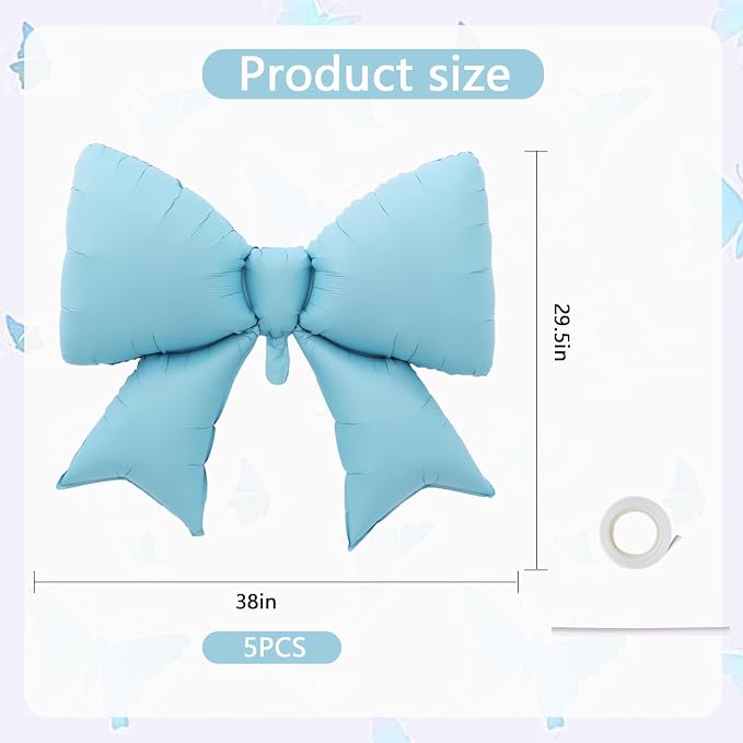 Vuzvuv 5Pcs 38 Inch Giant Blue Bow Balloon - Image 2