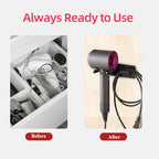 Hair Dryer Holder Wall Mounted, Self Adhesive Blow Dryer Holder Hair Dryer Organizer Hair Dryer Holder Wall Mounted Compatible with Dyson Blow Dryer Black Banjekt