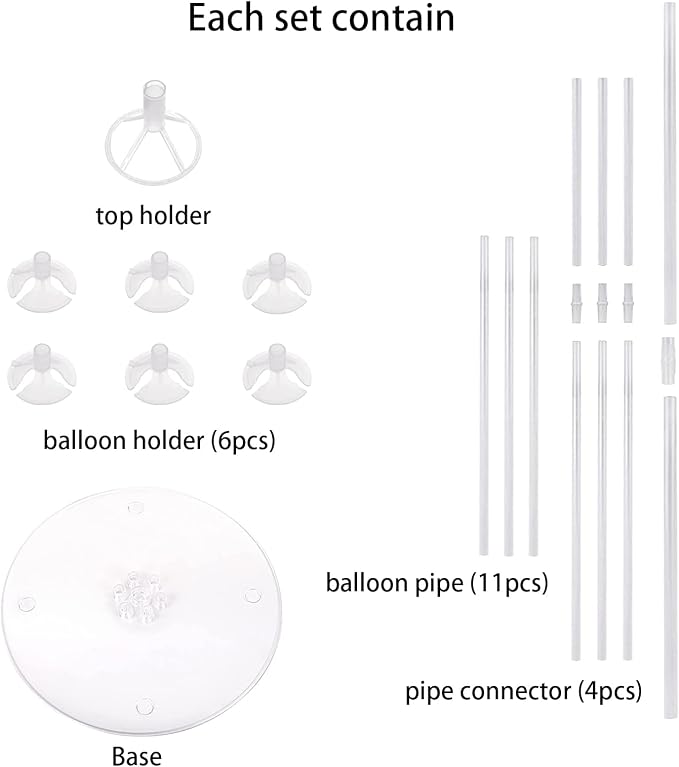 4 Sets of Table Balloon Stand Kit, 1 Roll of Glue and 5 Flower Clips - Image 3