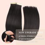 Human Hair Tape in Extensions Jet Black 20pcs Seamless Skin Weft Tape in Hair Extensions 24 Inch Straight Double Sided Remy Invisible Tape in Hair Extensions Human Hair (1#,24 Inch)