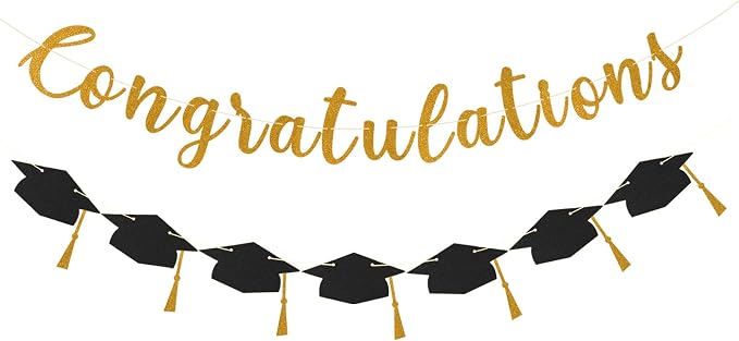Class of 2026 Graduation Decorations Pre-Strung Glitter Congratulations Banner by Unknown