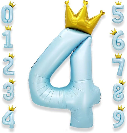 AULE 40 Inch Big Light Blue 4 Balloon Number by AULE