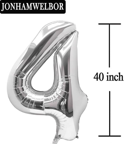 Jonhamwelbor 40 Balloon Noumbers Silver Giant Jumbo Big Large Balloons 40 Years - Image 2