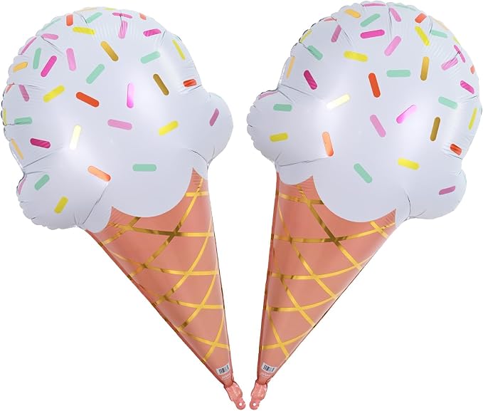 32 Inch Large Ice Cream Balloons Cone Kit, Giant Sweet Ice Cream Sprinkle Foil by Paeyeq