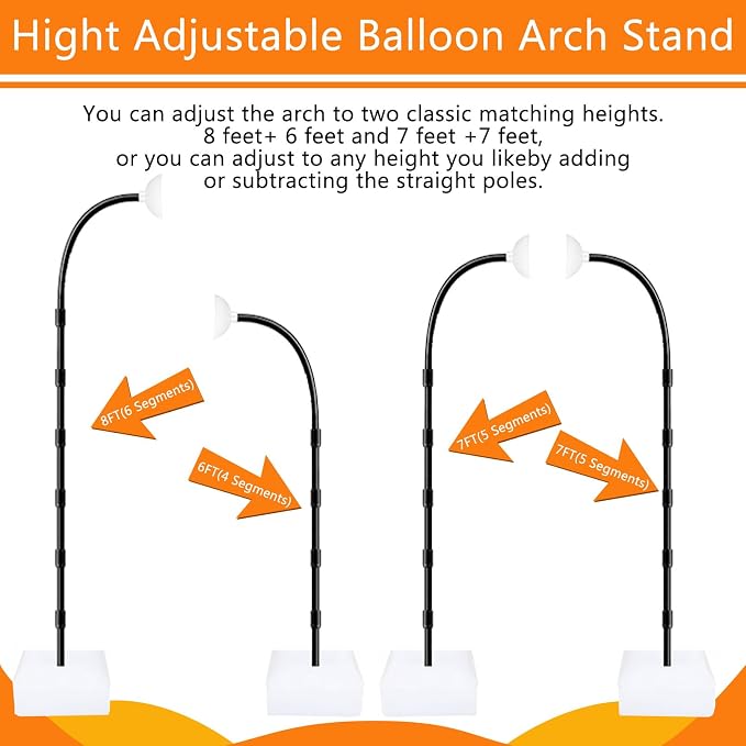 Balloon Arch Kit Stand for Birthday Decoration 8.2FT & 6FT | Black Adjustable - Image 2