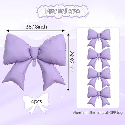 4pcs Jumbo Oversized Ribbon Balloons Coquette Bow Balloons Bow Party Coquette - Image 3