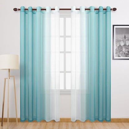 DWCN Ombre Faux Linen Sheer Curtains by DWCN