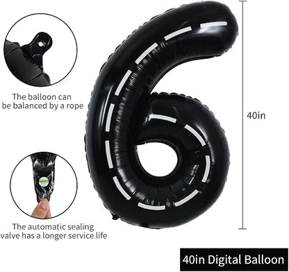 TONIFUL Race Car Black Balloons Car Birthday Party Supplies, 40 Inch Giant - Image 2