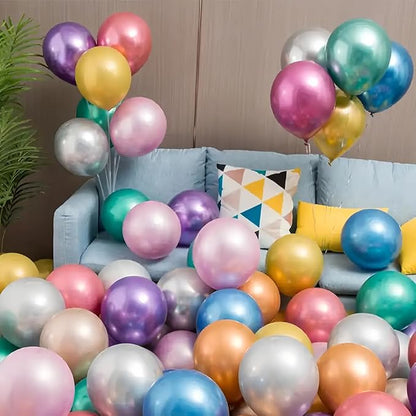 300 Pack Metallic Balloons 12 Inch Chrome Shiny Assorted Colors Latex Rainbow - Image 3
