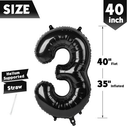 40 Inch Black Number 3 Balloon Birthday Party Decorations - Image 5