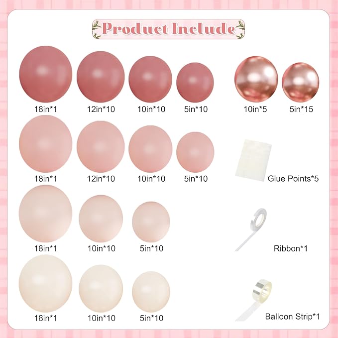 Dusty Pink Balloon Arch Kit for Baby Shower Birthday Decorations | Mauve - Image 5