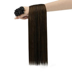 YoungSee U Tip Hair Extensions Human Hair Balayage K Tip Hair Extensions Real Human Hair Balayage Dark Brown with Brown Utip Hair Extension Ombre for Daily Confidence Boost 20In 50s/50G
