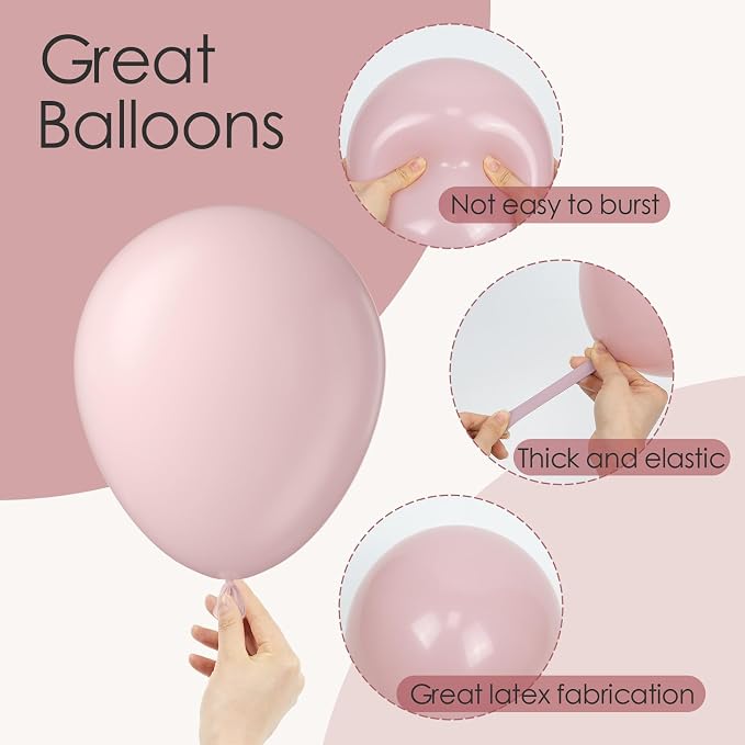 Awenztech 122pcs Pastel Light Pink Latex Balloons in 18 12 10 5 inches | - Image 3