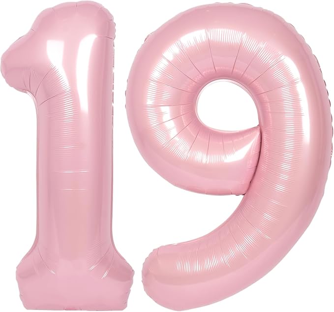 SUWEN 40 Inch Pink Large 19 Number Balloons Big Foil Helium Number Balloons 0-9 by SUWEN
